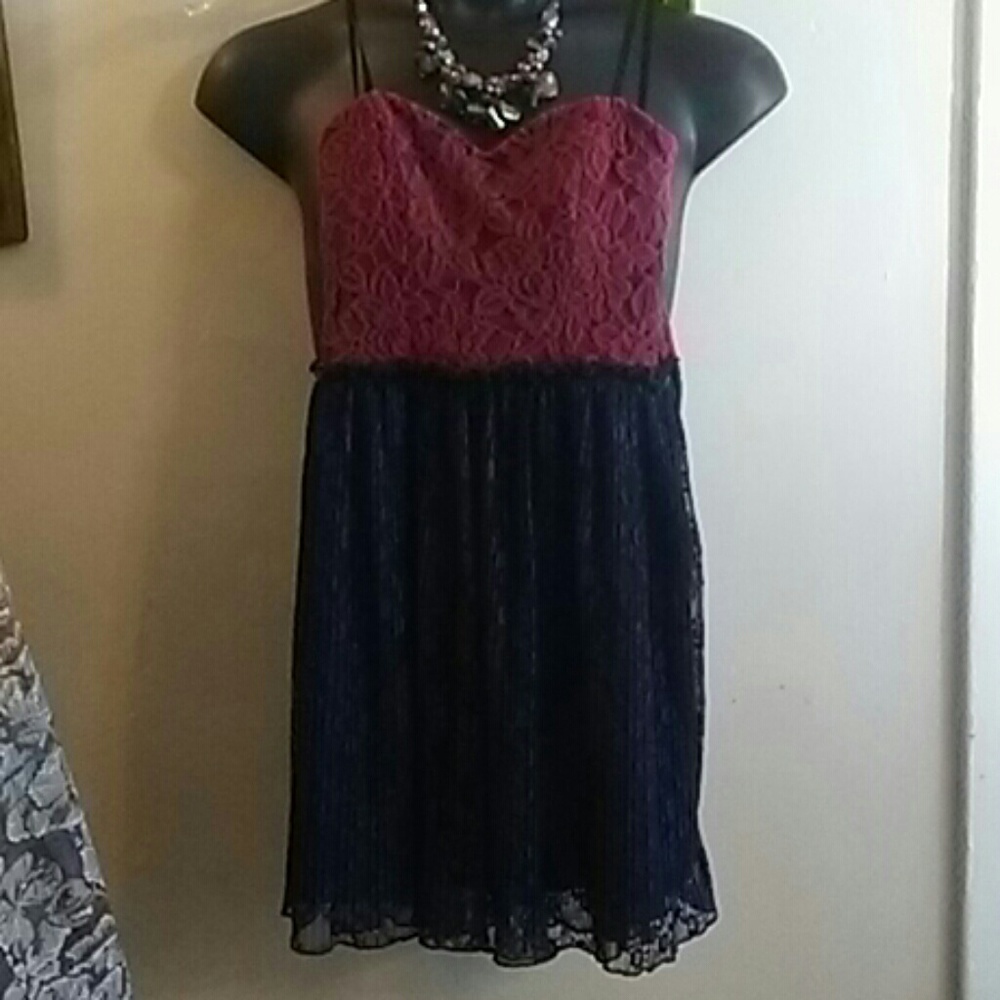 Delia's's Burgundy/Navy Lace Strapless Dress